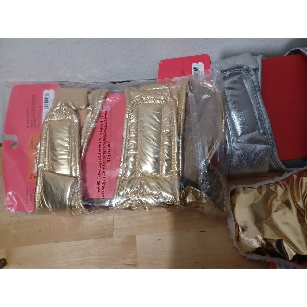 Boots & Barkley Dog Size S up 2 20lb 2 Metallic Gold Silver Puffer Coat + Hat
